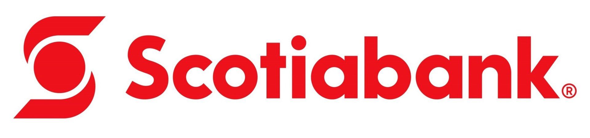 A red and white logo for scotiabank on a white background