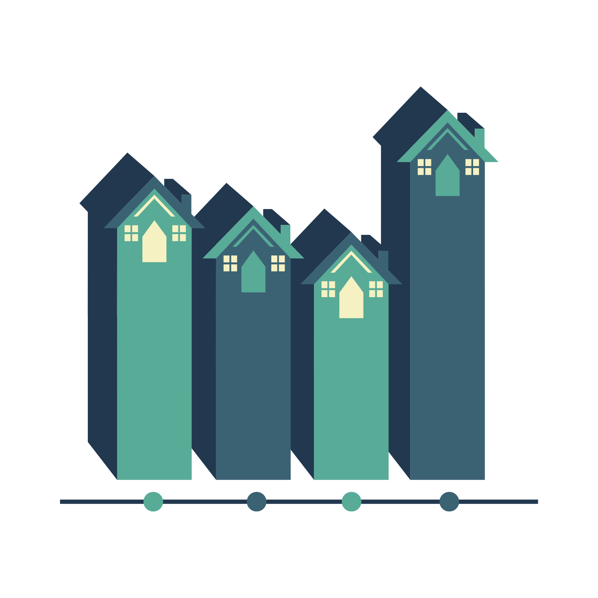 A graph showing the number of houses growing.