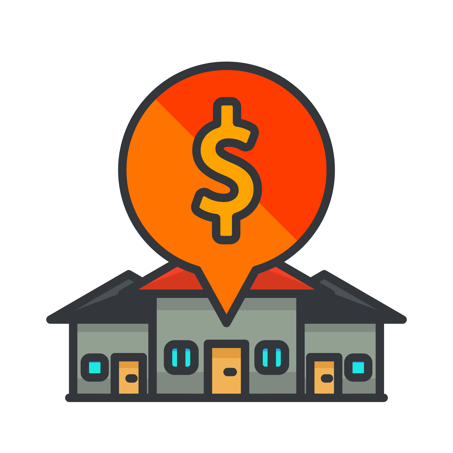 An icon of a house with a dollar sign on the roof.