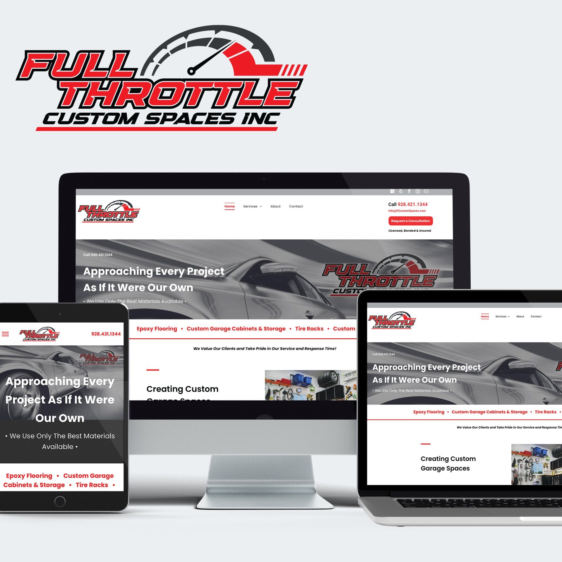 Full Throttle Custom Spaces, website design