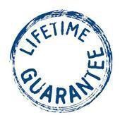 A lifetime guarantee stamp on a white background.