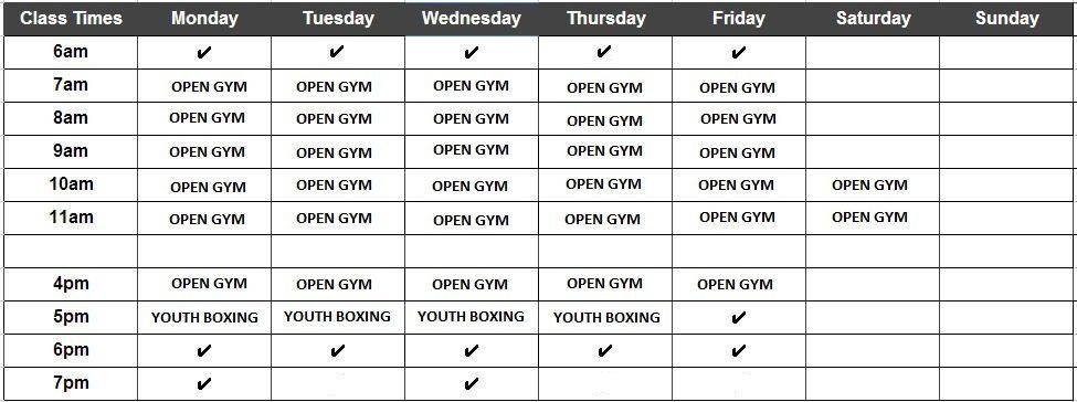 our boxing workout schedule
