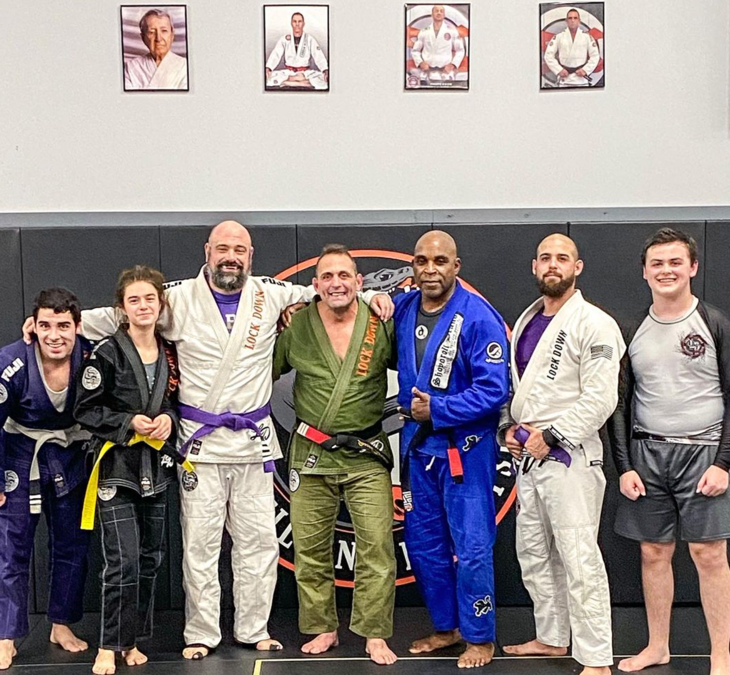Adult students drilling Brazilian Jiu-Jitsu at Lockdown BJJ in Lake Ronkonkoma, NY for strength.