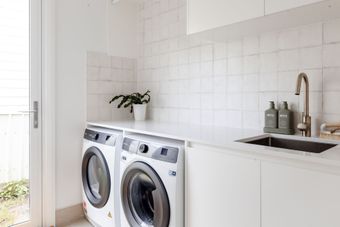 Laundry with white modern Features — Woodwork in Port Macquarie, NSW