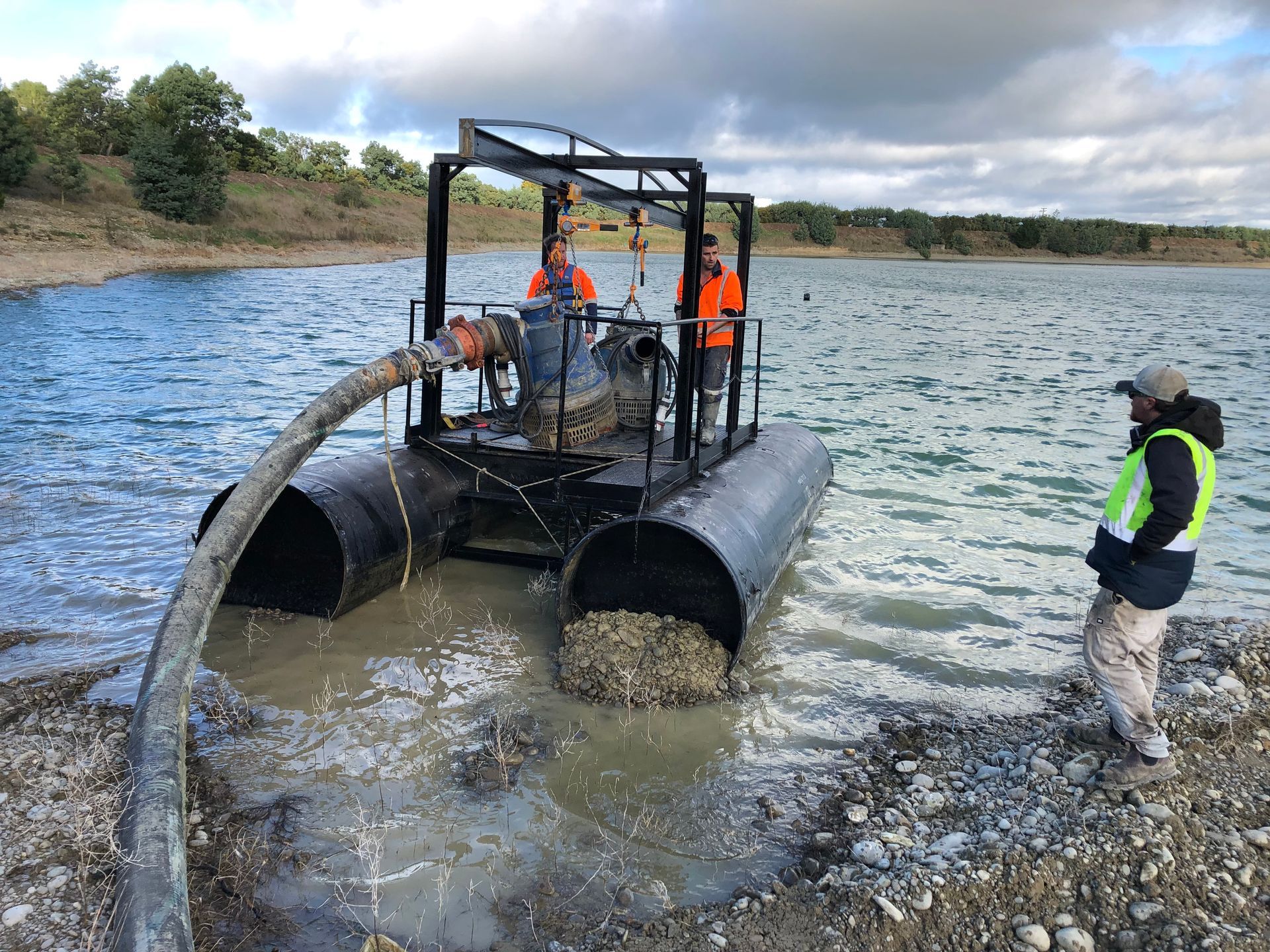 Electric Driven Submersible Pump set up in a pond