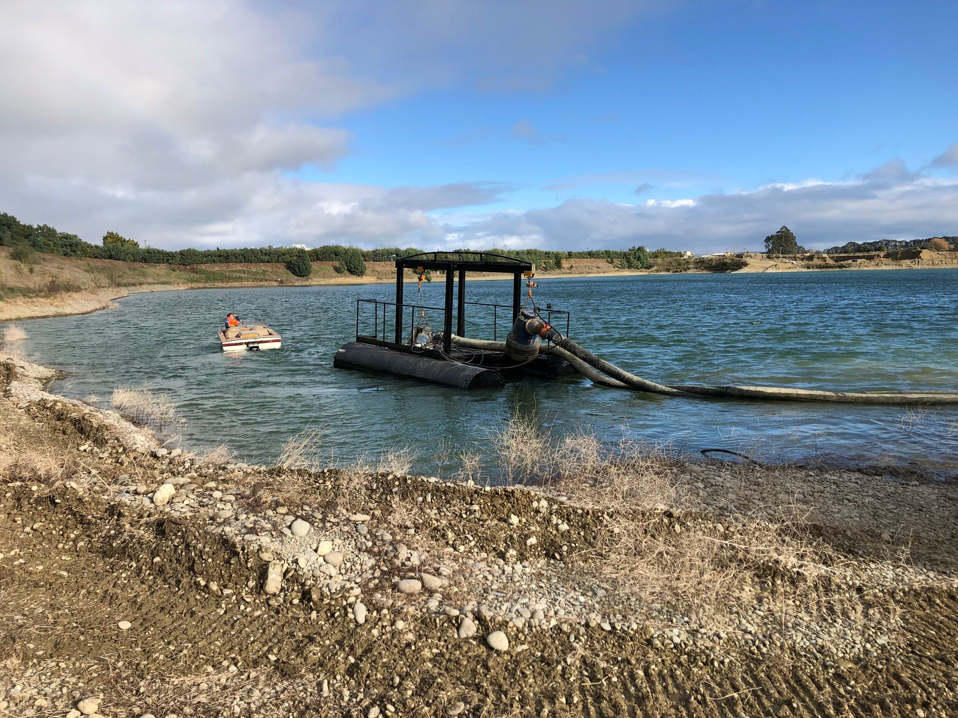 Electric Driven Submersible Pump set up in a pond