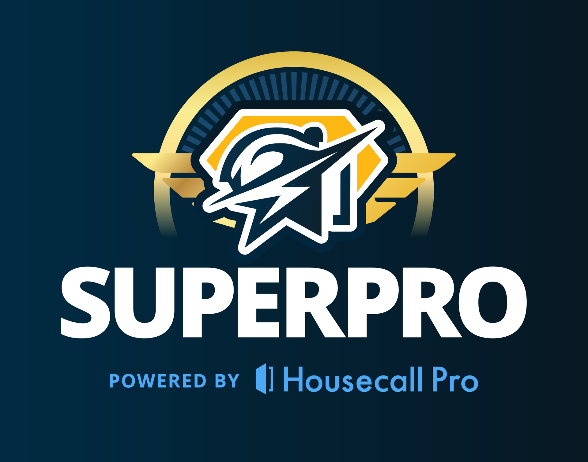 The logo for superpro is powered by housecall pro