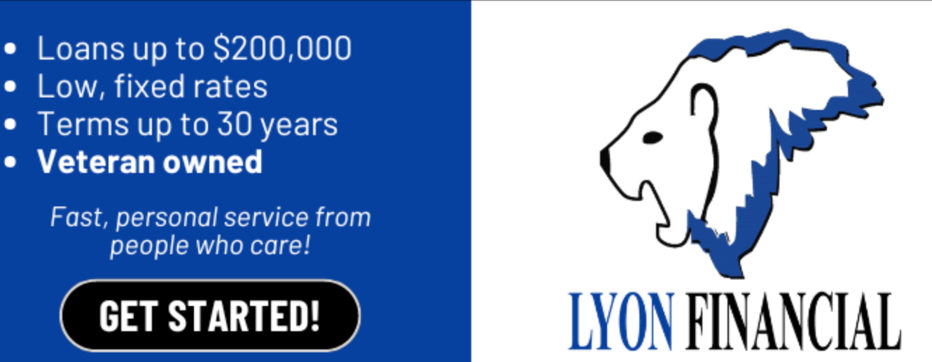 A logo for lyon financial with a lion on it
