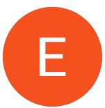 A white uppercase letter 'E' centered on a bright orange circular background.