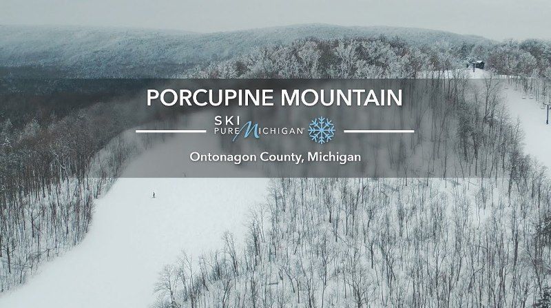 An aerial view of porcupine mountain