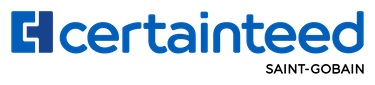 A blue and white logo for el certainteed saint gobain