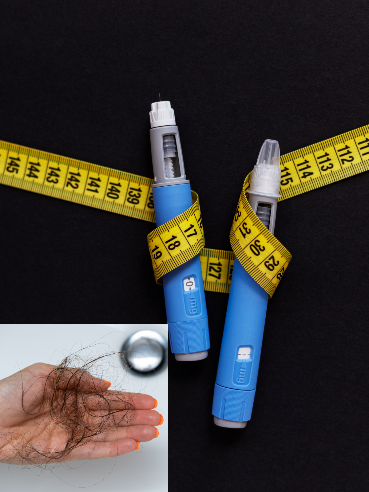 A woman 's hand with a measuring tape around it