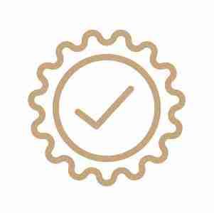 A gear with a check mark inside of it on a white background.