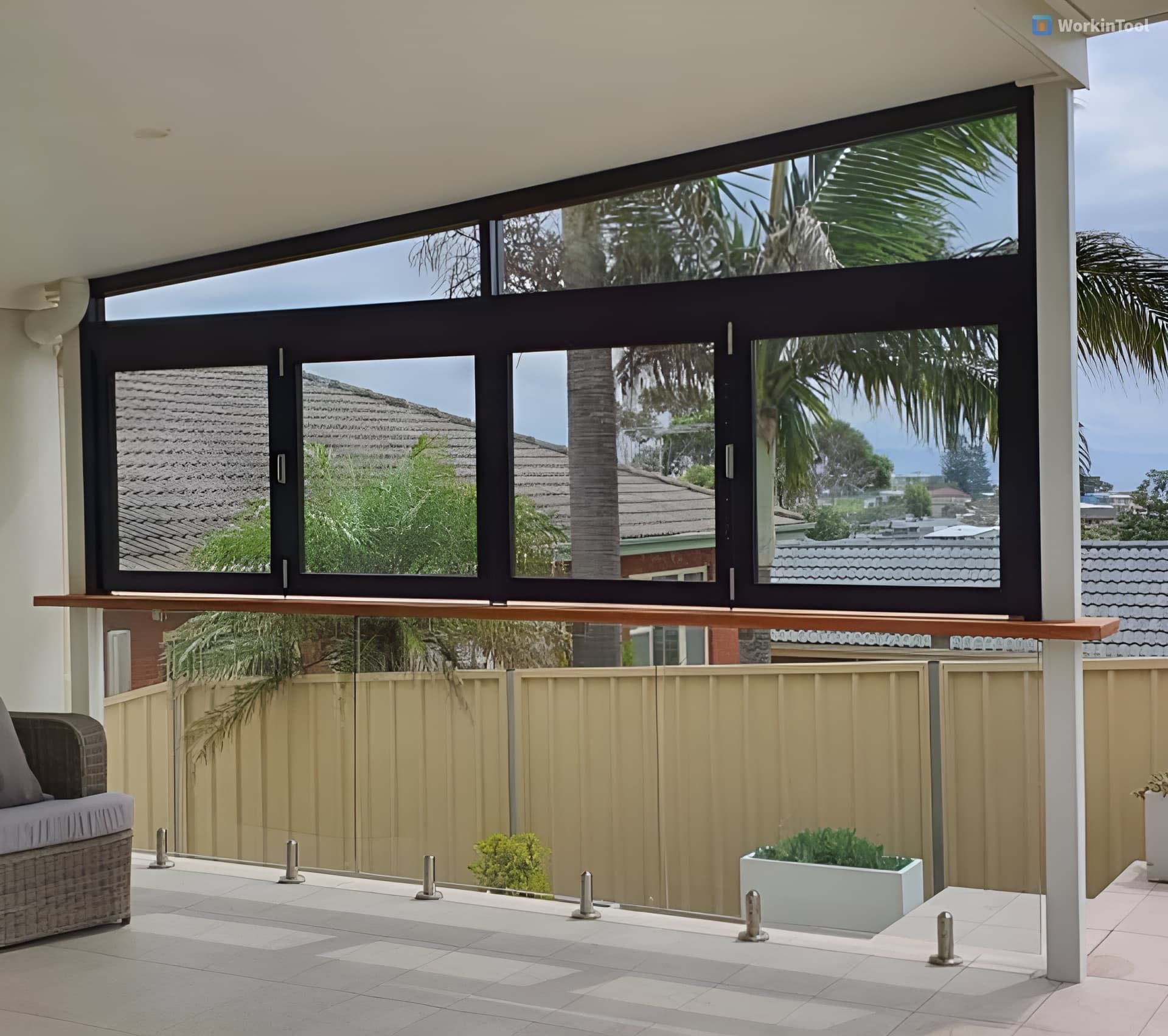 Large Glass Windows With Palm Trees In The Background — Distinctive Glass & Aluminium in Port Kembla, NSW