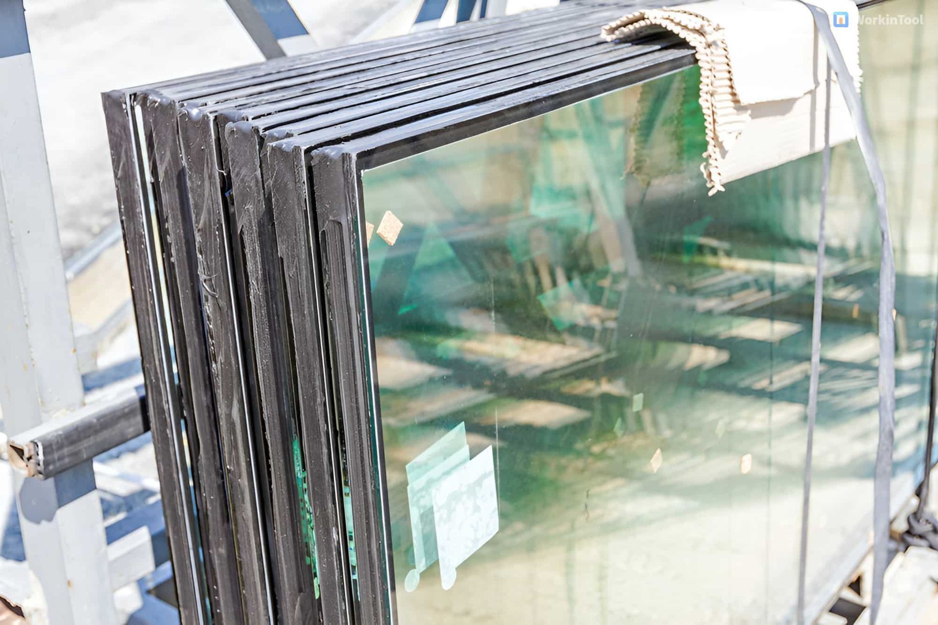 A Stack of Glass Sitting on Top of Each Other on A Ladder — Distinctive Glass & Aluminium in Kiama, NSW