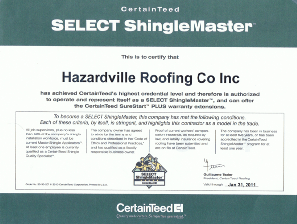 hazardville CertainTeed Select