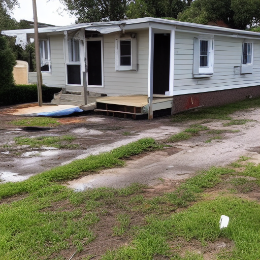 poor water drainage causing leveling problems for mobile homeowner