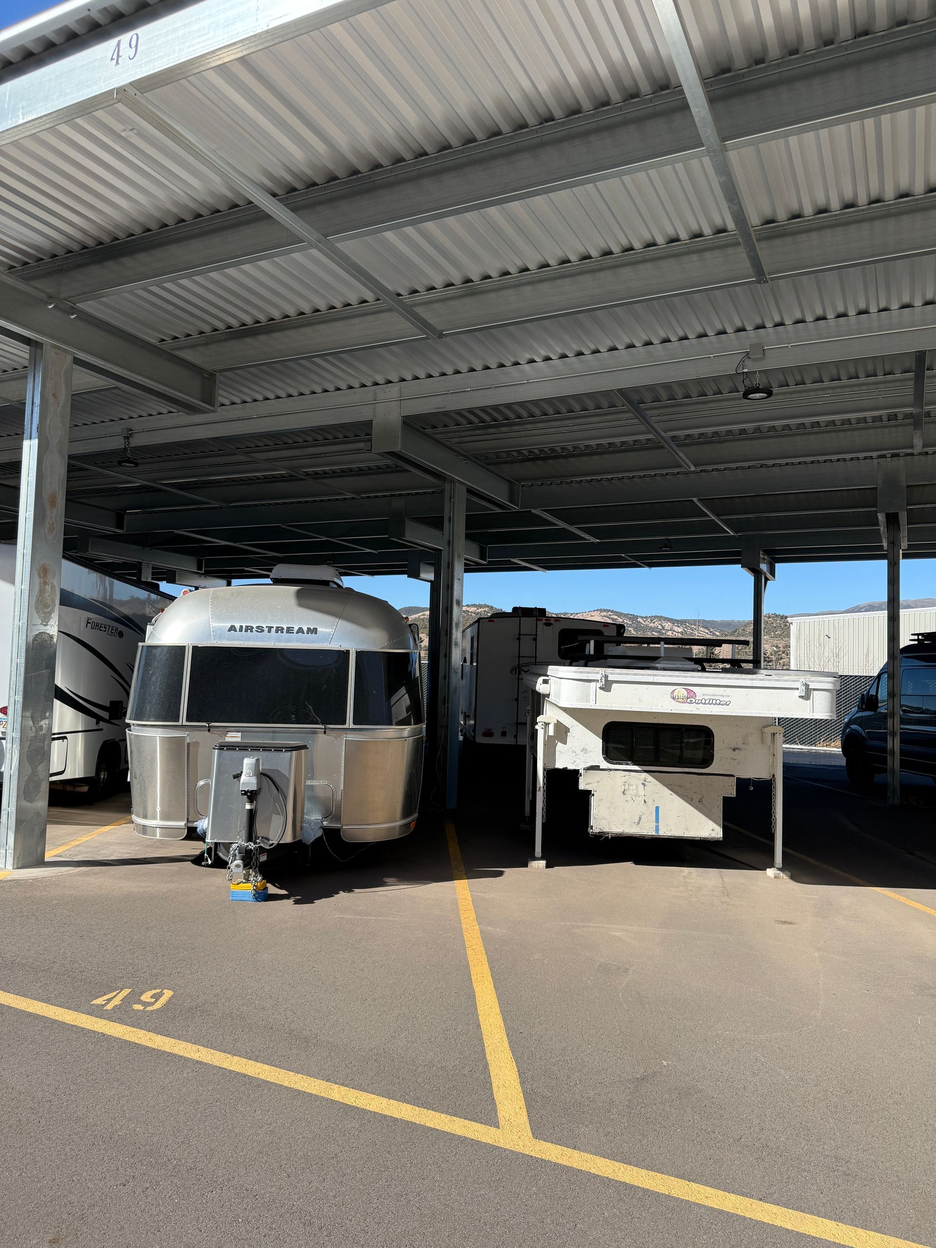 Covered parking for large travel trailers and fifth wheels in Gypsum, CO