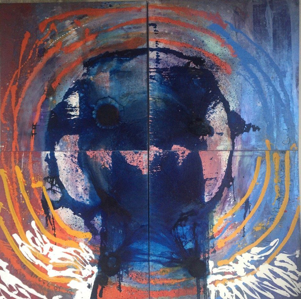 A painting on a wall that says ' graffiti ' on it