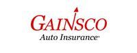 Gainsco Auto Insurance logo in red text on a white background