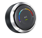 A black and silver a/c knob with a rainbow colored circle on it. | Brakes For Less