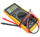 A digital multimeter with two wires attached to it on a white background. | Brakes For Less