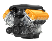 A close up of a yellow and black engine on a white background. | Brakes For Less