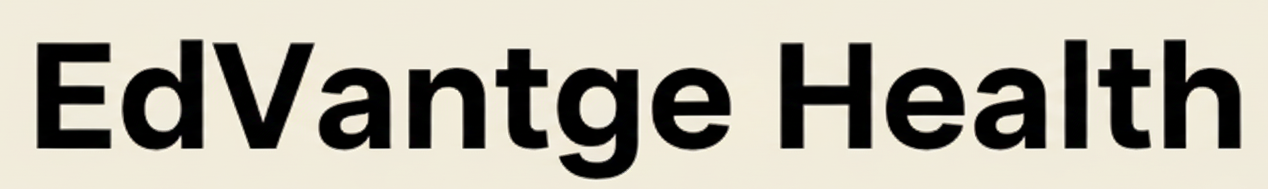EdVantage Health logo, black text on cream background.