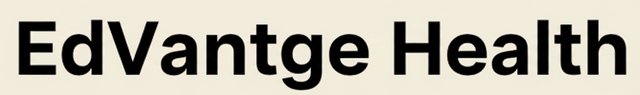 EdVantage Health logo, black text on cream background.