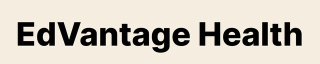 EdVantage Health logo, black text on cream background.