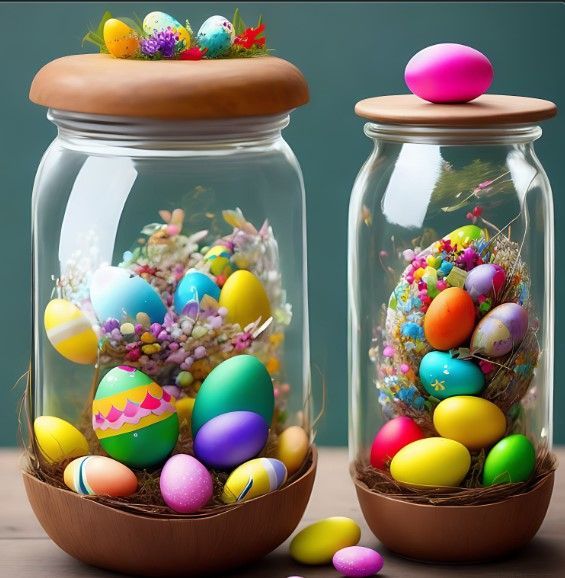 Decorate  old Jars at Easter to be more Eco Friendly