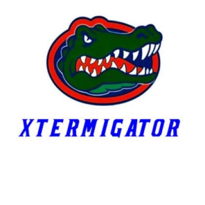 A logo for xtermigor with a crocodile on it