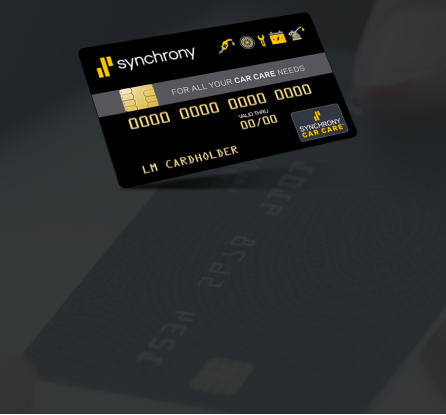 A black and yellow credit card with the word synchrony on it | Wagamon Brothers