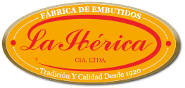 Un logotipo de La Ibérica amarillo y rojo sobre un fondo blanco.