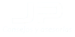 Logo de JP consejos y asesorías en color blanco