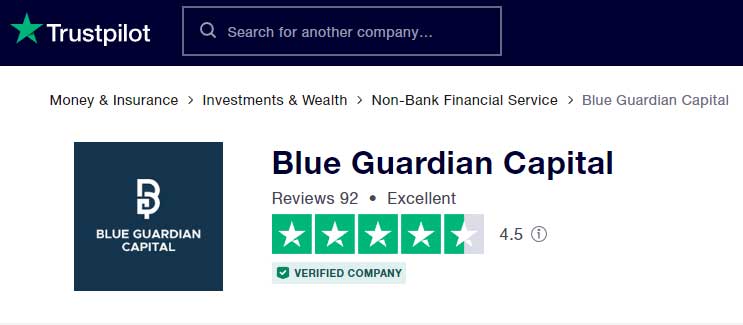 blue guardian capital trustpilot reviews