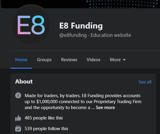 E8 funding facebook page