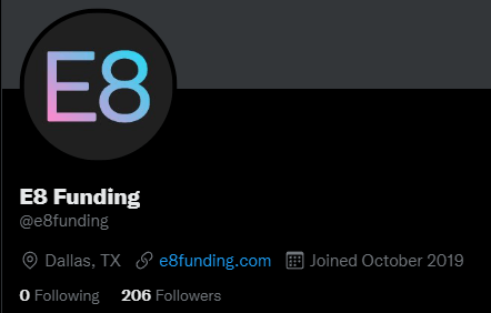 e8 funding twitter account