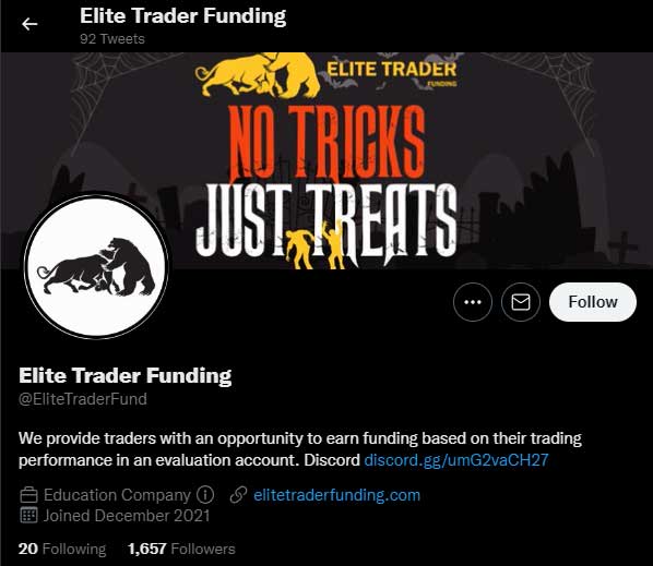 elite trader funding twitter account