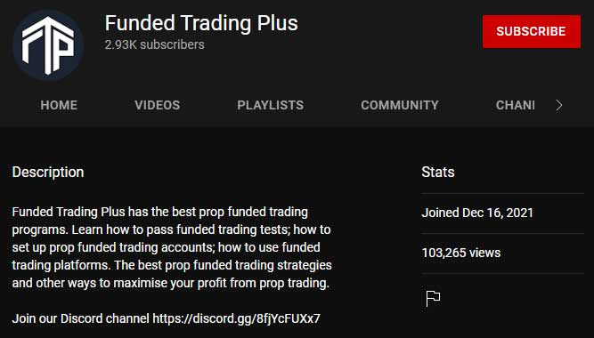 funded trading plus YouTube channel