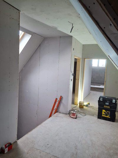 kitchen being plastered