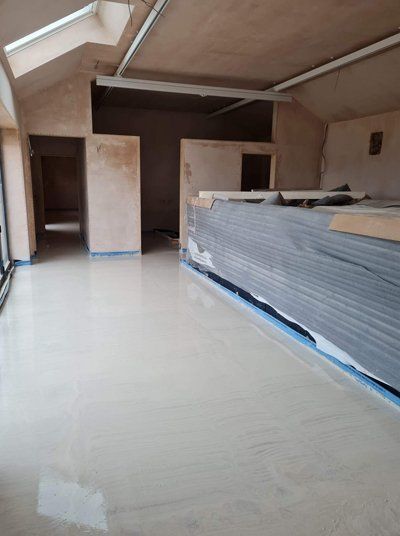 large bedroom with new plastering