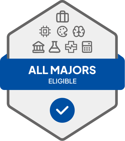 Badge with All Majors Eligible text 