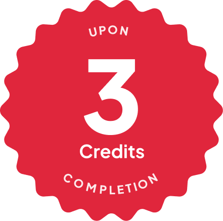 Blue badge with text: 