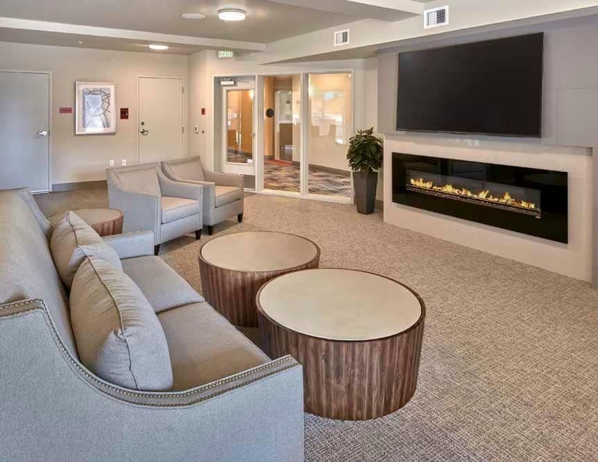 Lounge area at The Maverick in Burien, WA.