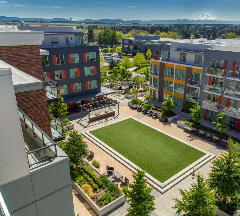 Courtyard at The Maverick in Burien, WA.
