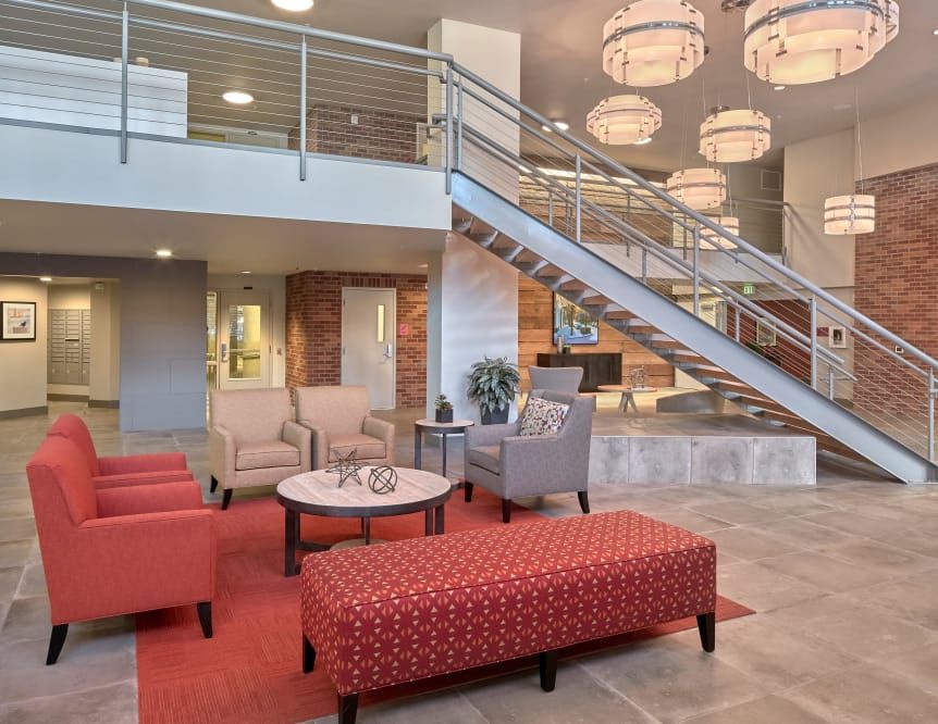 Lobby at The Maverick in Burien, WA.