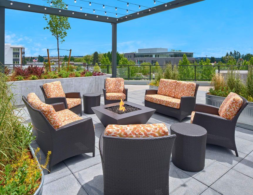 Lounge area at The Maverick in Burien, WA.