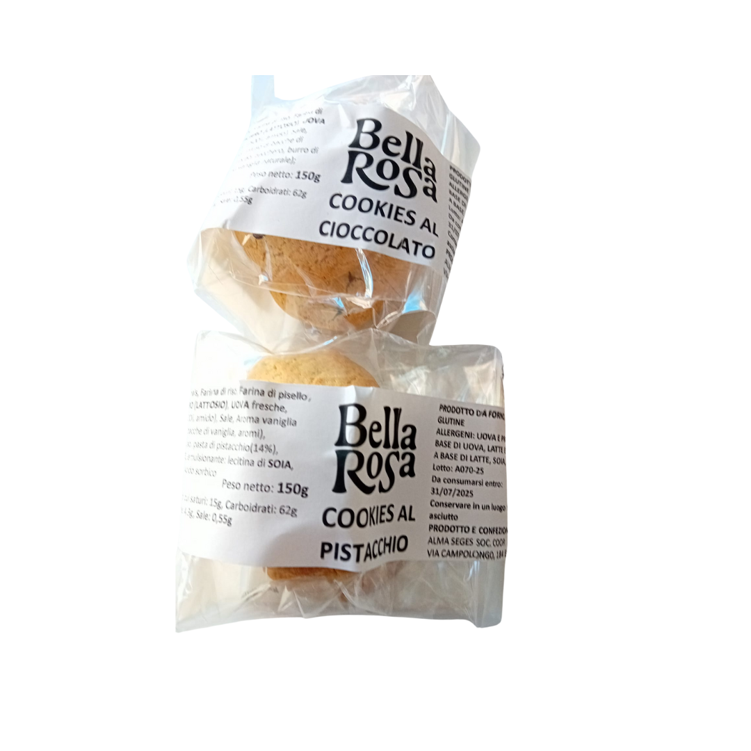 Due sacchetti di biscotti bella rosa sono impilati uno sopra l'altro