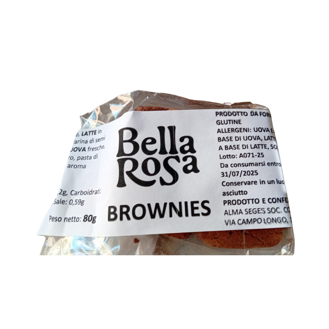 Una busta di brownies alla bella rosa è appoggiata su un tavolo